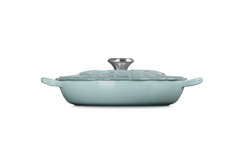 Le Creuset Signature Enameled Cast Iron Petal Braiser, 2.25qt., Coastal Blue