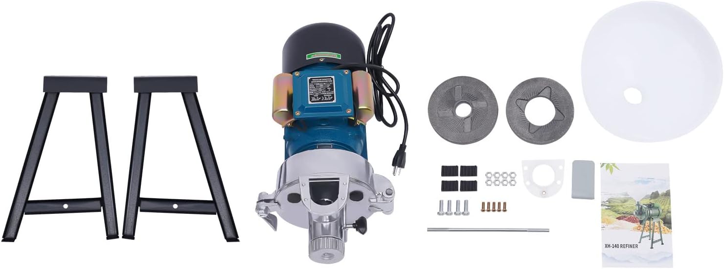 110V 2200W Electric Grain Mill Grinder Machine Wet and Dry Mill Machine W/Funnel Feed Soymilk Wheat Cereals Grinder Flour Mill Grinder for Home and Commercial Use Grinding Machine