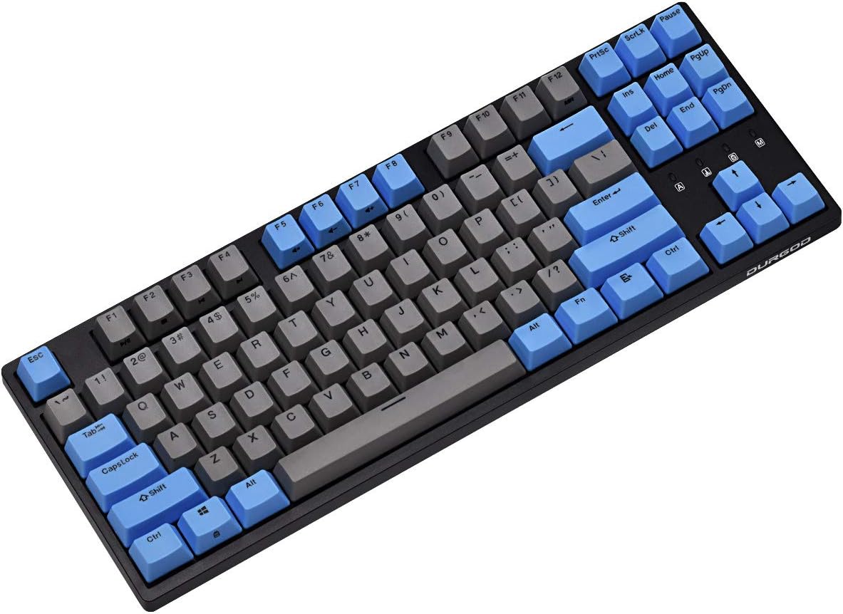 Durgod Taurus K320 TKL Mechanical Gaming Keyboard - 87 Keys - Double Shot PBT - NKRO - USB Type C (Cherry Blue, Space Grey)