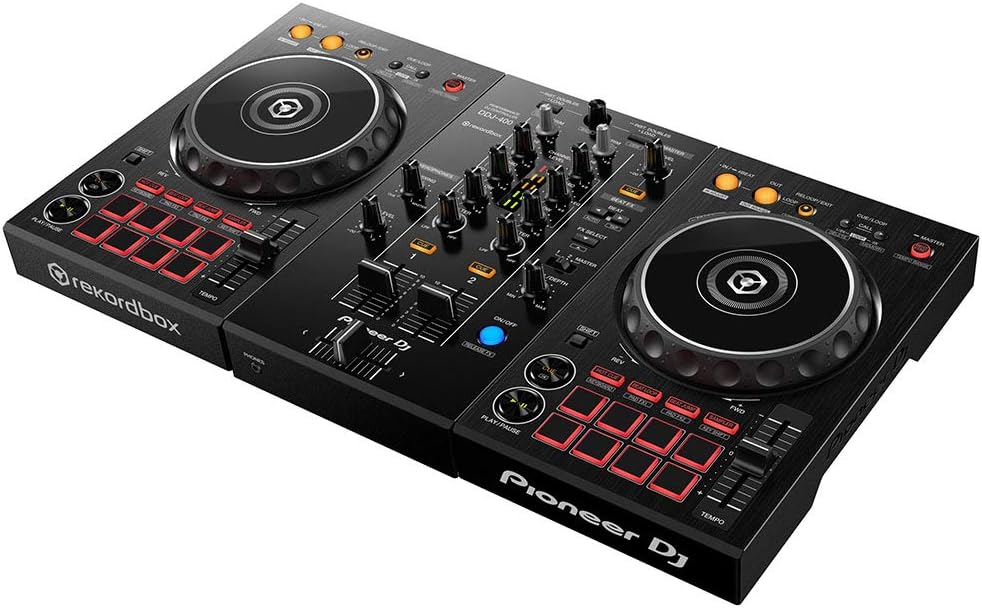 Pioneer DJ DDJ-400 - 2-deck Digital DJ Controller for rekordbox dj Software (Included), with 16 Performance Pads and 2-channel USB Interface, Black