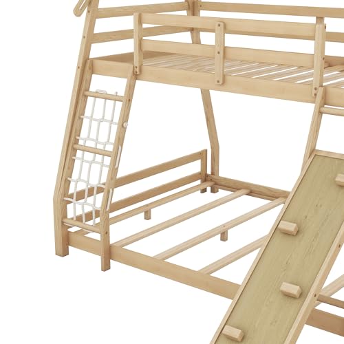 Twin House Loft Bed with Removable Storage Shelves, Wooden House Roof Frame with Under Bed Shelving Storage Unit, Guardrails and Ladder, 82" H House Loft Bed Frame for Kids Teens (Gray * 139)