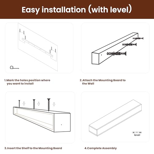 Fireplace Mantel - Floating Mantel Shelf, Wood Mantels for Over Fireplace, Wall-Mounted Mantels, Weight Capacity 60lbs, 60 X 9 X 6 inch, Oak