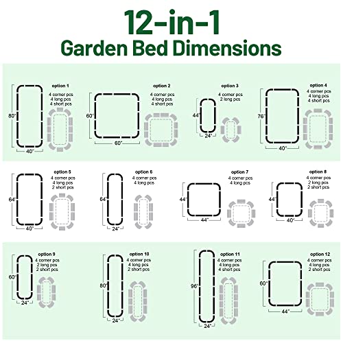 Olle Galvanized Raised Garden Bed Outdoor 32" Tall 12 in 1 Metal Raised Garden Planter Raised Bed for Growing Flowers Herbs Vegetables Bed Raised, Midnight Grey 32" Tall