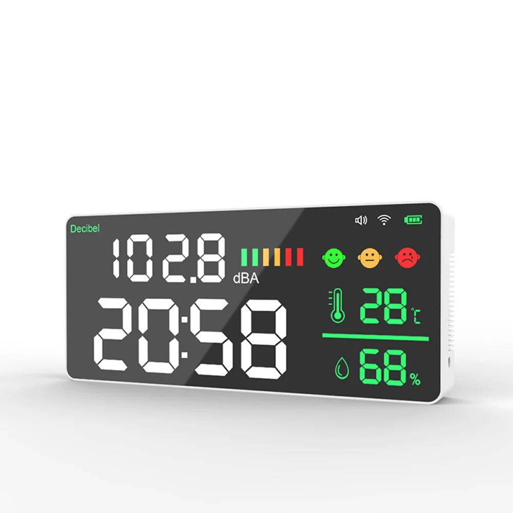 Carevas WiFi Decibel Meter 4in1 Humidity Decibel Test 11inch Color Display Intelligent Linkage APP Control Noise Decibel Meter