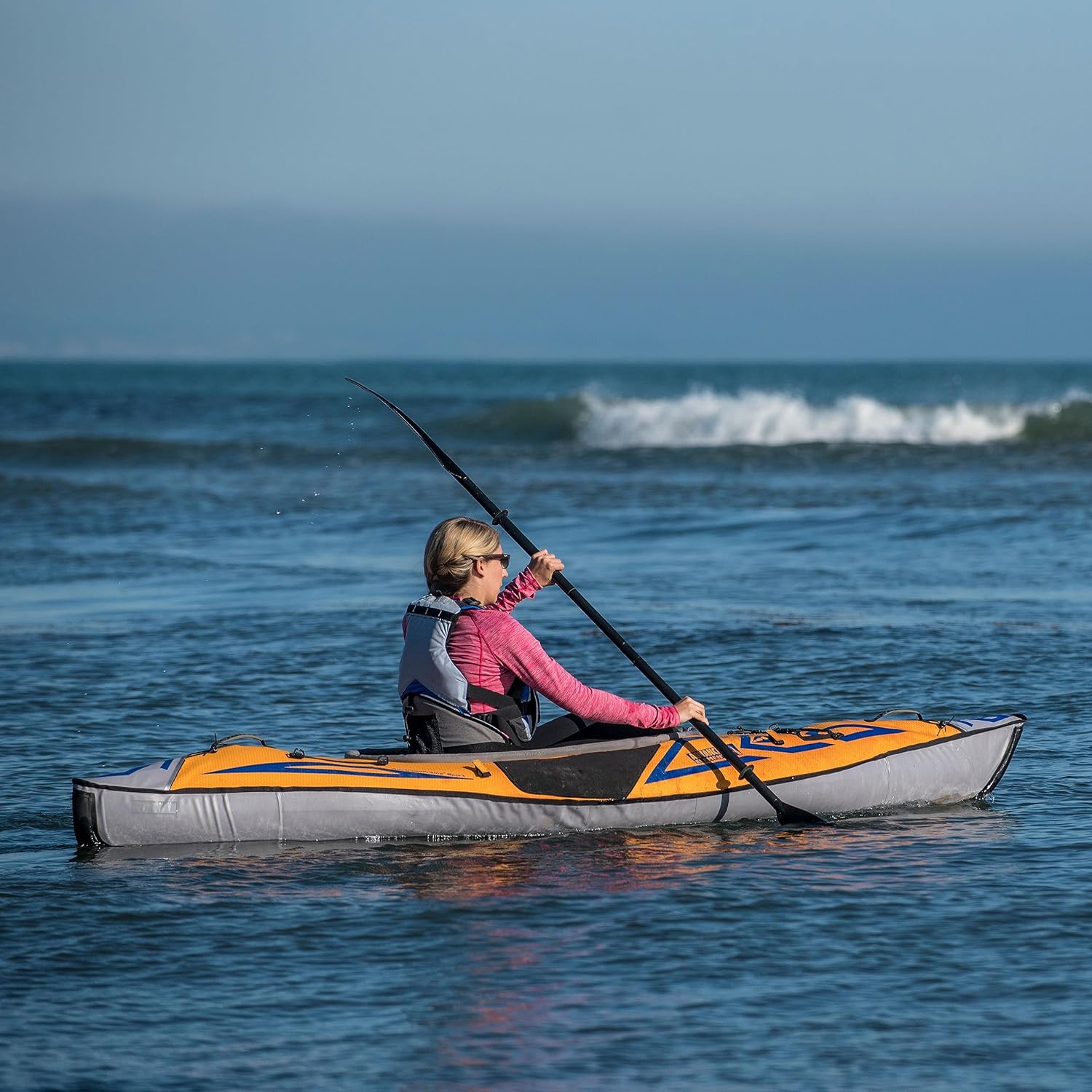 Advanced Elements AdvancedFrame Sport Inflatable Kayak - AE1017-O Lightweight Day Touring Kayak with Bag and Pump - 10' 5" - 26 lbs - Orange