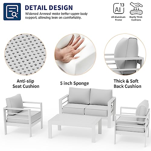 UDPATIO 8 Piece Aluminum Patio Furniture Set, Oversized Modern Outdoor Furniture Set with Olefin Fabric Cushion for Patio Deck Backyard, Dark Grey(with Waterproof Covers)