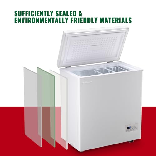 DEMULLER Chest Deep Freezer Top Open Door Freezer with eletronic panle(accruate to 1℉) Freestanding Freezer with TWO Storage Baskets Great for Kitchen Office Dorm