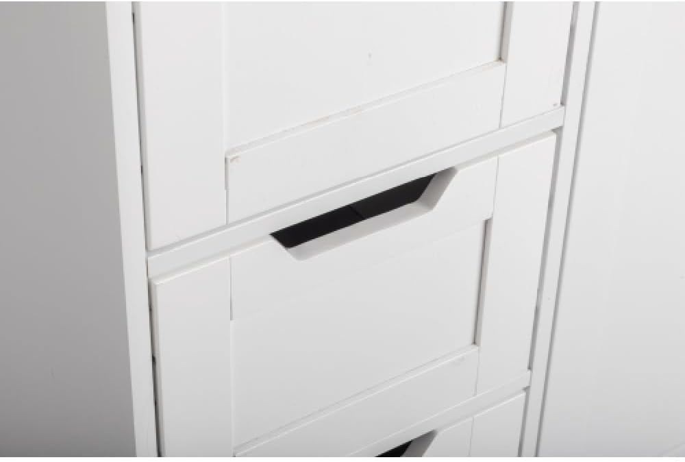 White Bathroom Storage Cabinet, Freestanding Floor Cabinet w/Doors & Drawers, Bathroom Storage Unit, Kitchen Cupboard Side Cabinet for Living Room Entryway 31.5" L x 11.81" W x 31.5" H