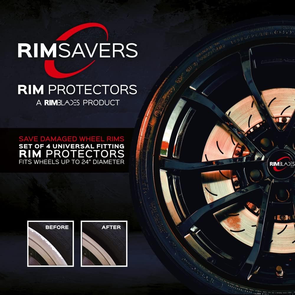 RimSavers RimBlades USA (Yellow) Wheel Rim Protectors Guard Alloy Wheel from Curb Rash – Set of 4 Rim Protectors Easy to Install