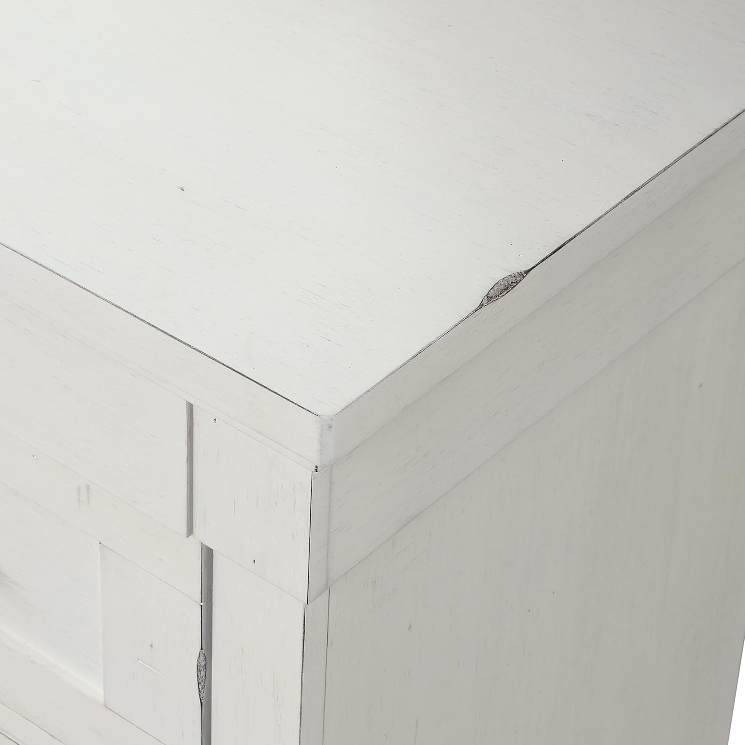 Roundhill Furniture Laria Wood Panel Bed with Dresser, Mirror, and Nightstand, Queen, Antique White