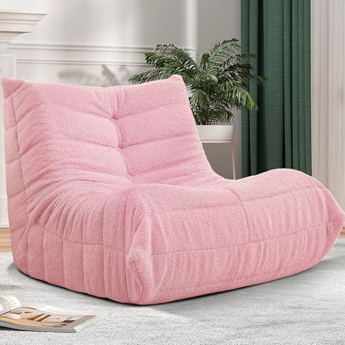 Bean Bag Chair Big Sofa Beanbag Chair for Adults Fireside Chair Bean Bag Lounger with Memory Foam Filled for Home,Apartment or Gaming Venue(Black Plush)