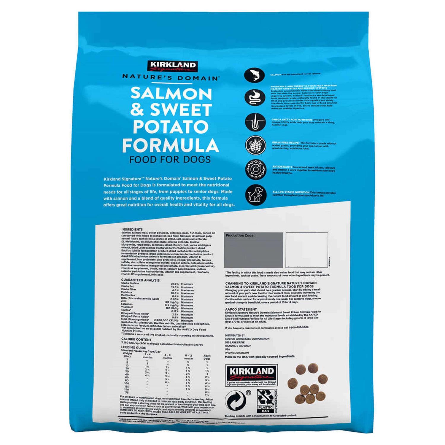 Kirkland Signature Nature's Domain Salmon Meal &amp; Sweet Potato Dog Food 35 lb - Pet Supplies online store