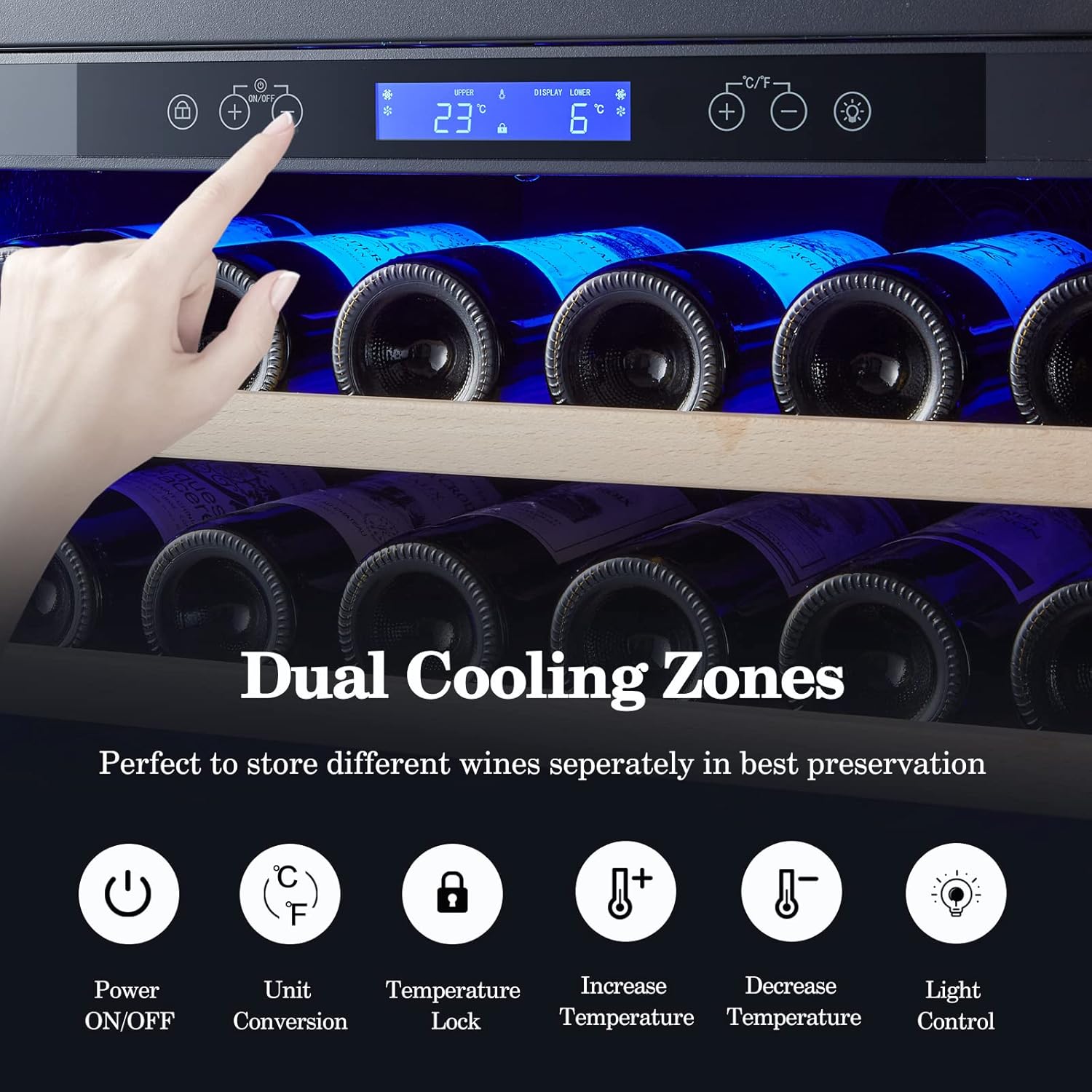 BODEGA Wine and Beverage Refrigerator, 24 Inch 2 IN 1 Dual Zone Wine Cooler,Built-in or Freestanding Beverage Cooler, Soft LED Light Hold 88 Bottles and 149 Cans