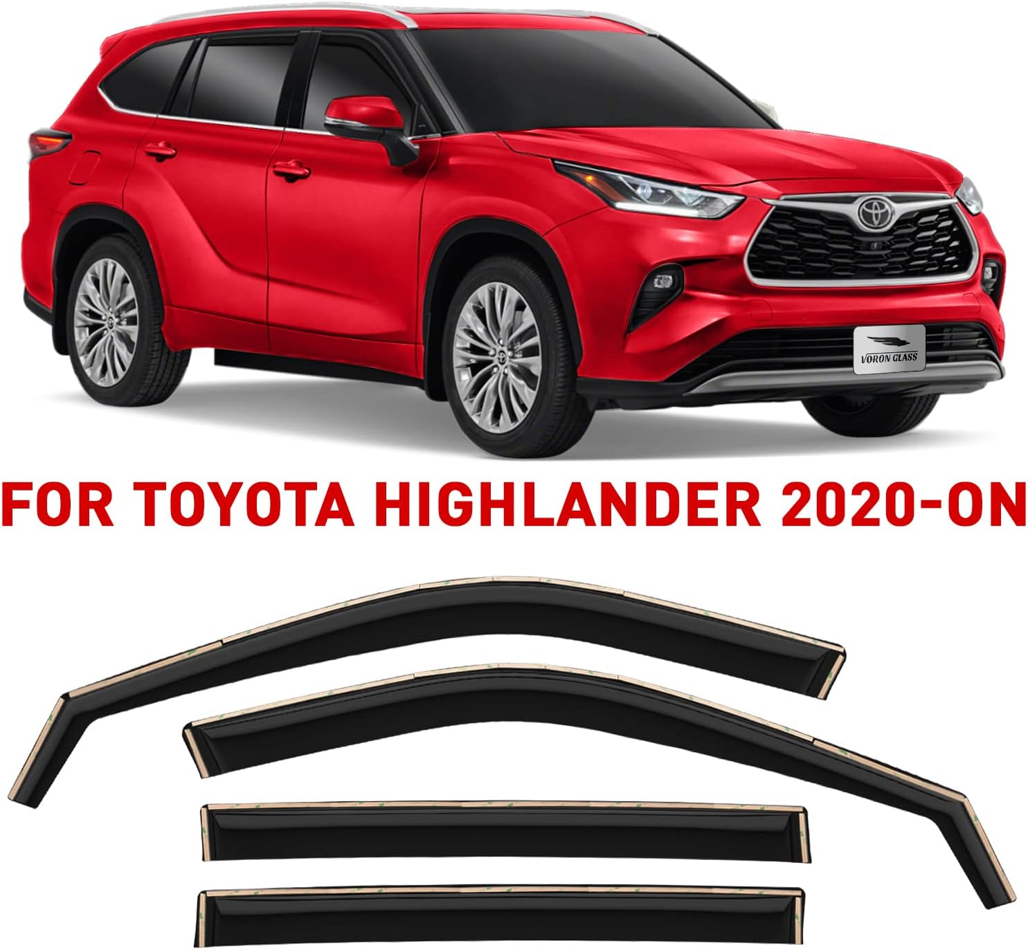Voron Glass in-Channel Extra Durable Rain Guards for Trucks Toyota Tacoma 2016-2022 Double Cab, Window Deflectors, Vent Window Visors, 4 Pieces - 220056