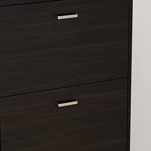 Homsee Modern Shoe Storage Cabinet with 3 Flip Drawers, Wood 3-Tier Shoe Rack Storage Organizer for Entryway, Hallway & Bedroom, Black-Brown (23.6”L x 9.4”W x 45.5”H)
