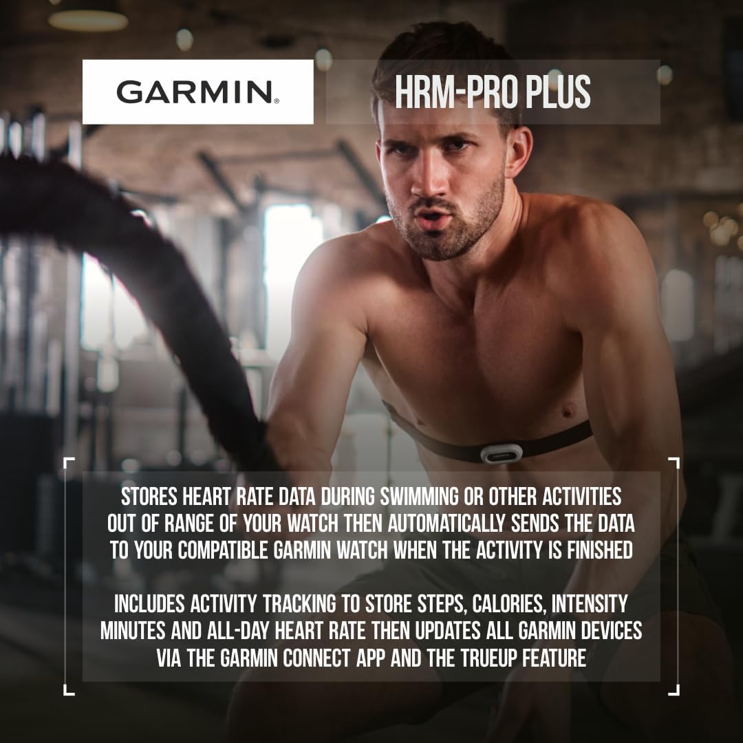 Wearable4U - Garmin HRM-Pro Plus Premium Chest Strap Heart Rate Monitor, Captures Running Dynamics with E-Bank Bundle