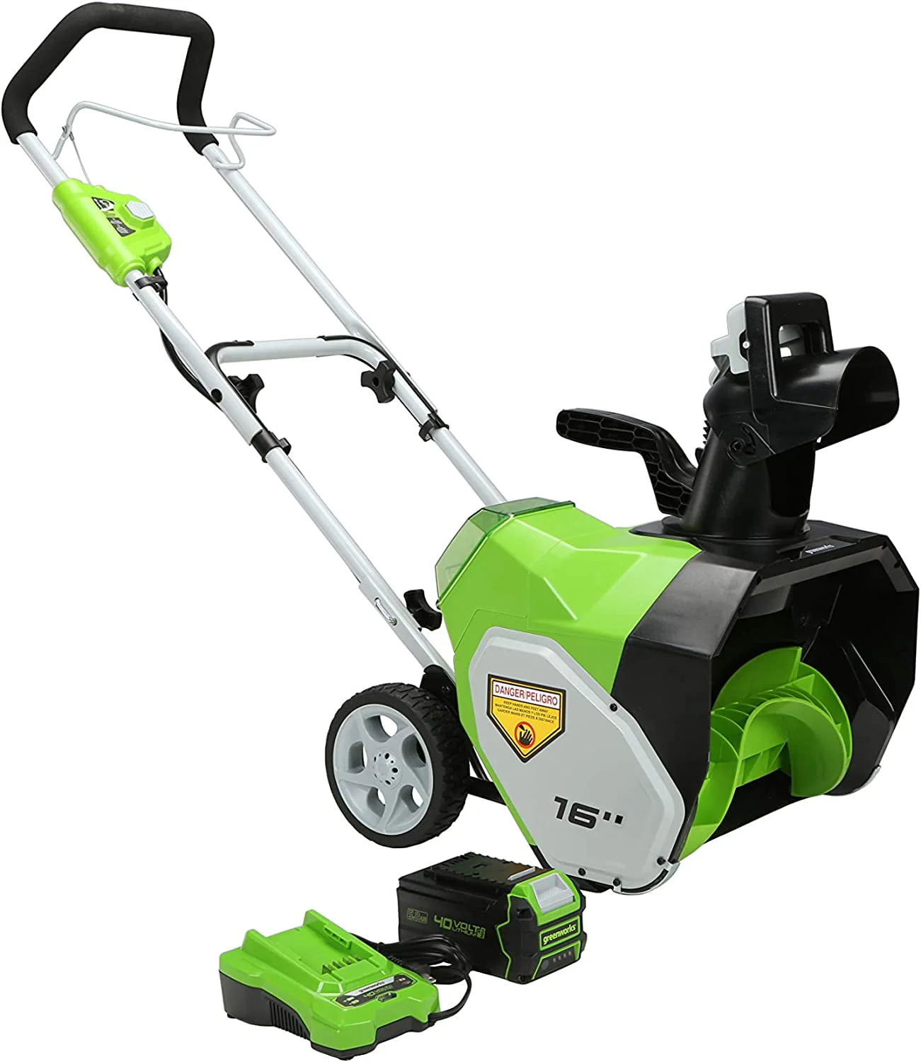 Greenworks 40V 16 Cordless Snow Thrower with 5Ah USB Battery and Charger