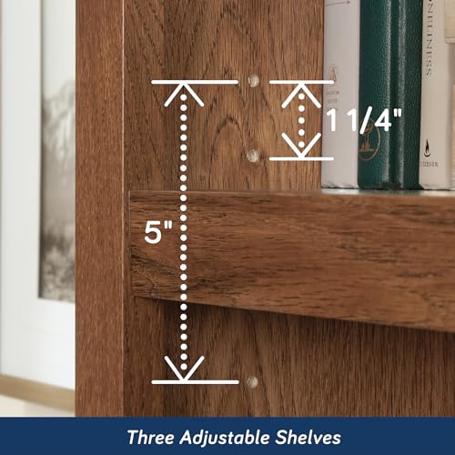 Sauder 5 Tier Book Shelf Wooden Bookcase Multipurpose Bookshelf for Home Office, Living Room, in Chalked Chestnut