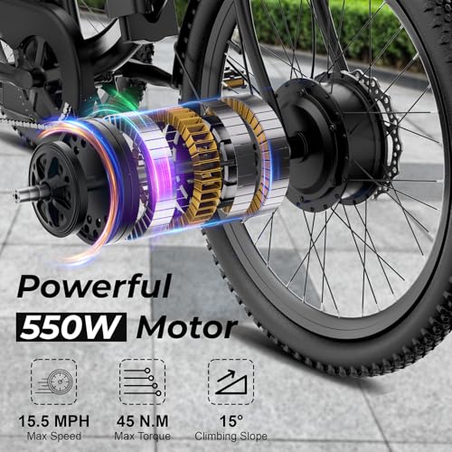ANCHEER Electric Tricycle for Adults, 350W(Peak 550W) Etrike, 48V/499Wh Ebike, 24" Folding 3 Wheel Electric Trike, 15.5MPH & 55Miles Electric Bike, Rear Differential, Rear Basket