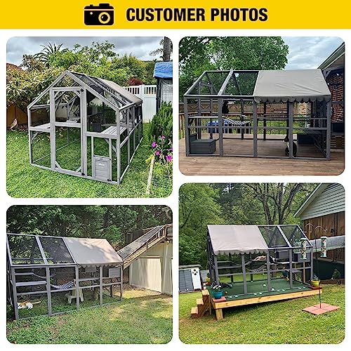 Aivituvin Catio Cat Enclosure Outdoor Cat Catio Large Cat Run with Bridges, Walks, Small Houses, Roof Cover 28.27ft