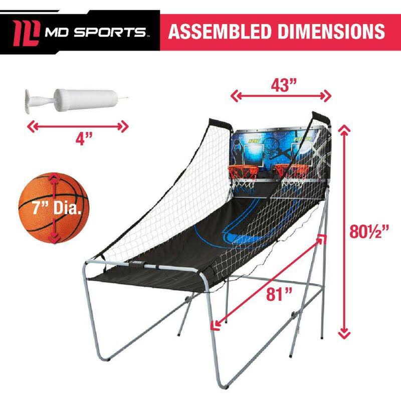 MD Sports 2-Player Arcade Basketball Game with 8 Options