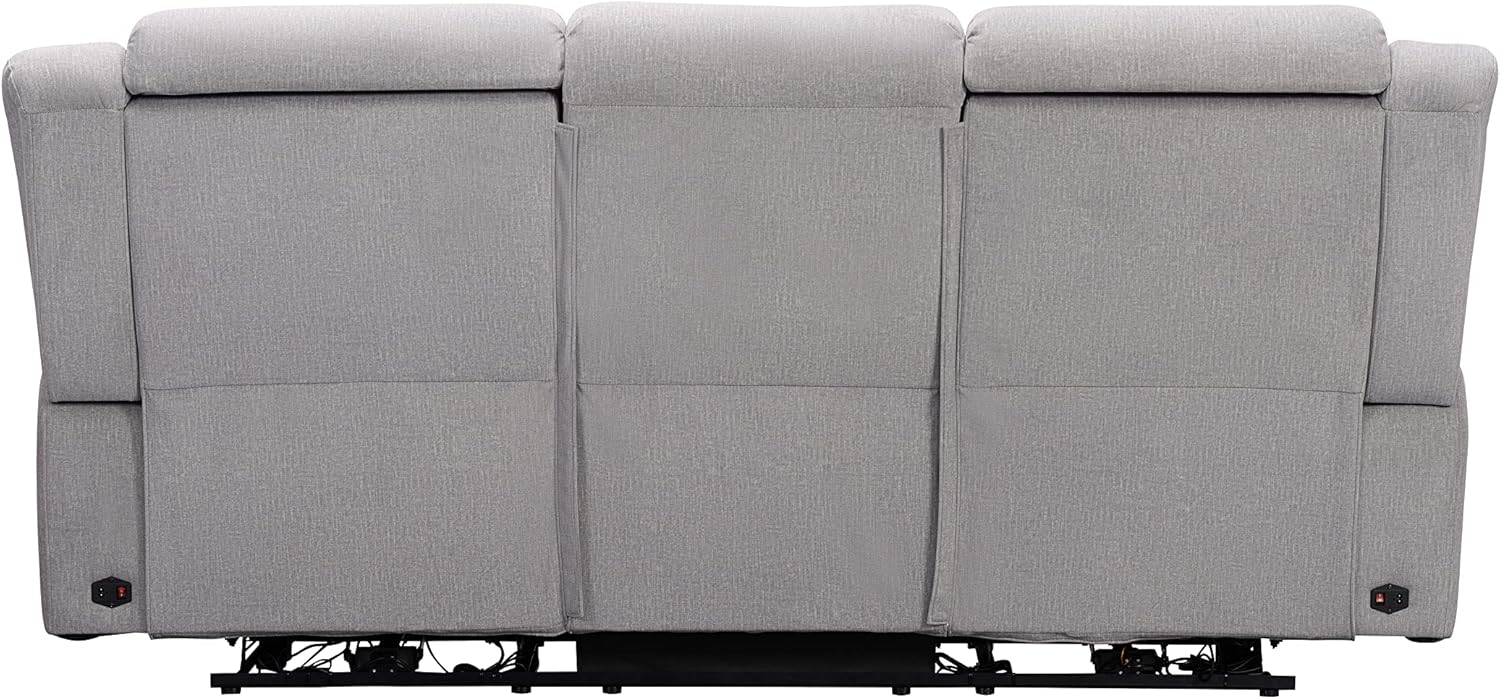 Abbyson Living Tristan Power Reclining Sofa - Transitional Design, Fabric, Heat & Massage, Built in LED Lighting, Gray