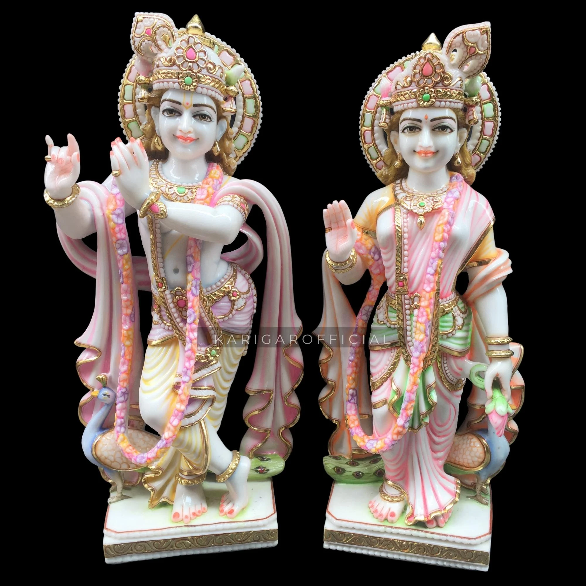 Radha Krishna statue Murti Large 30 inches Marble Radha Krishna idol Multicolor Divine Couple statue Radha Krishna figurine Handpainted Special Wedding Housewarming Anniversary Gifts Sculpture