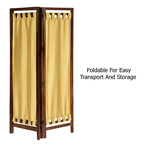 Room Divider Wood Screen - Ghanti Bells Antique Brown - 4 Panel Folding 72 x 80 - Assembled Hand Carved Decorative Functional Versatile Portable Partition Reversible Privacy Boho - COTTON CRAFT