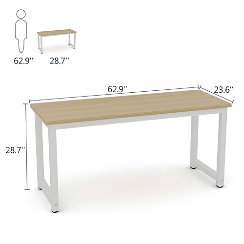 Tribesigns Modern Computer Desk, 63 x 31.5 inch Large Executive Office Desk Computer Table Study Writing Desk Workstation for Home Office, Spliced Desktop, White