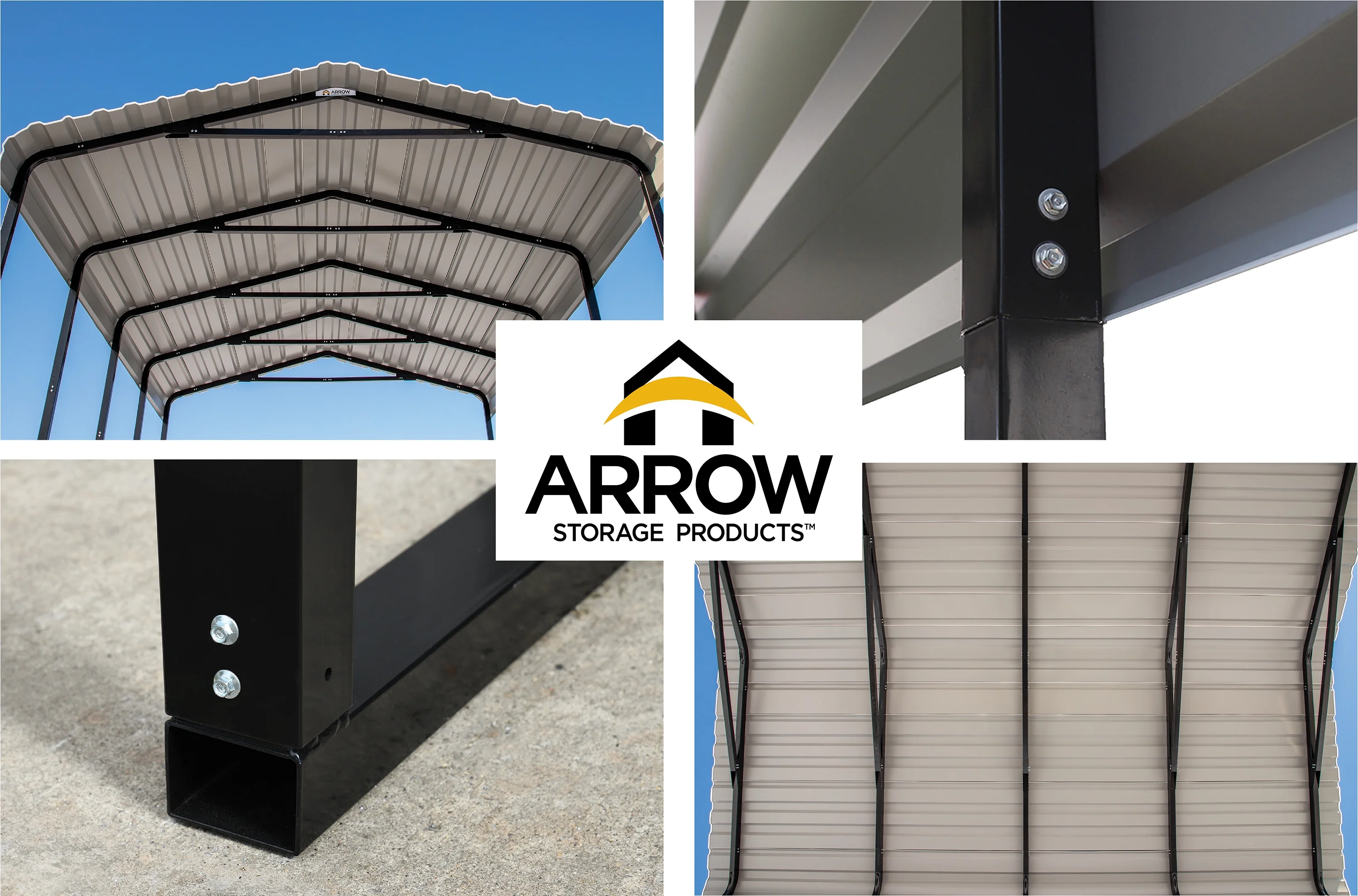 Arrow CPHC143814 14 x 38 x 14 ft. RV Protected Carport, Charcoal
