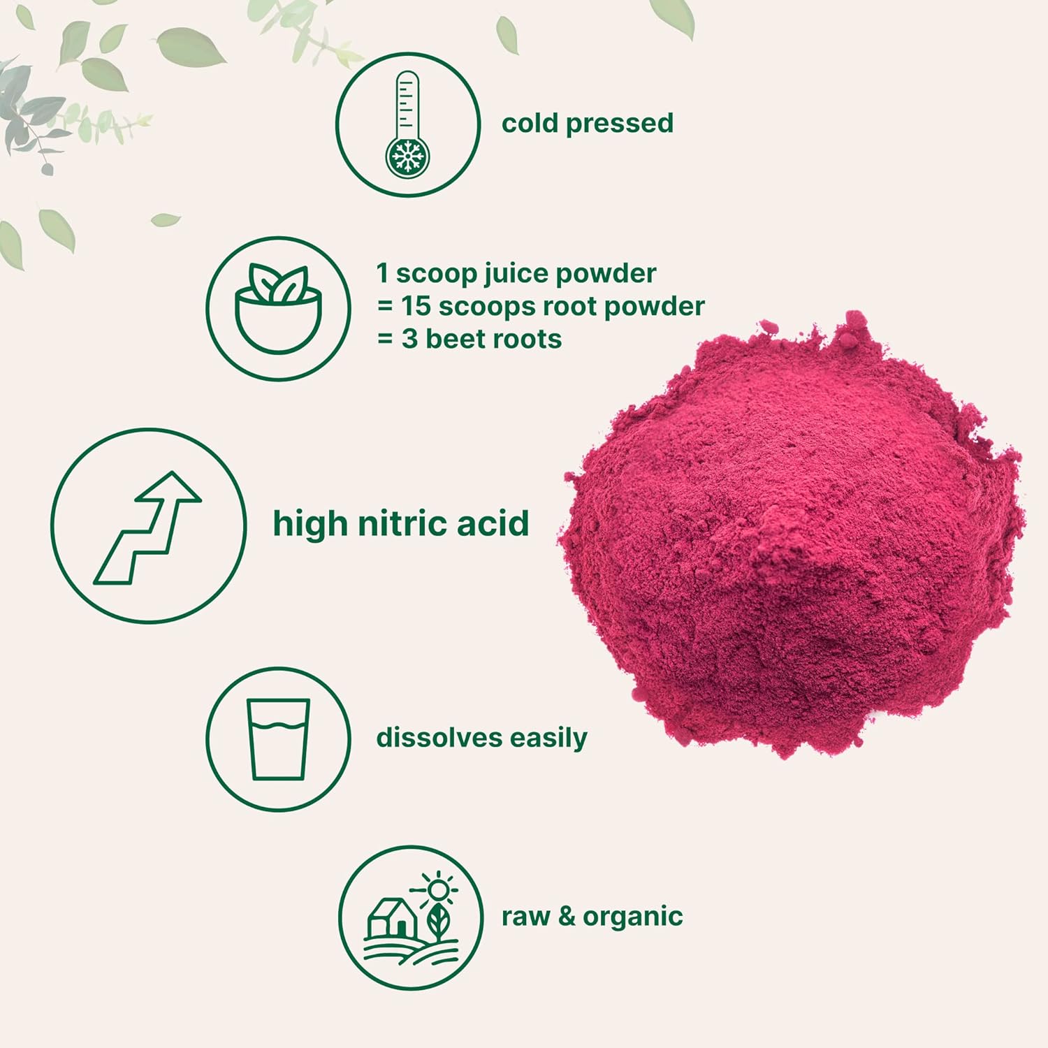 Organic Beet Root Juice Powder, 2 Pounds, Cold Pressed and Water Soluble, Beet Juice Pre-Workout Concentrated Powder, Contains Natural Nitrates Acid for Energy & Immune System Support, Non-GMO Pack of 2