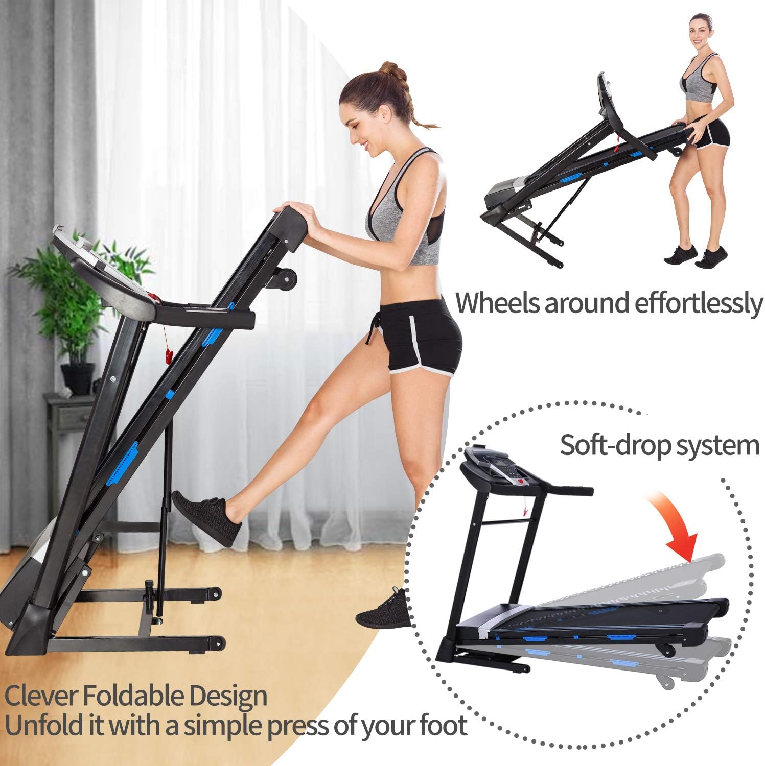 ANCHEER 3.25HP Folding Treadmill with Auto Incline, Electric Exercise Treadmill for Running, Treadmill 300lbs Weight Capacity