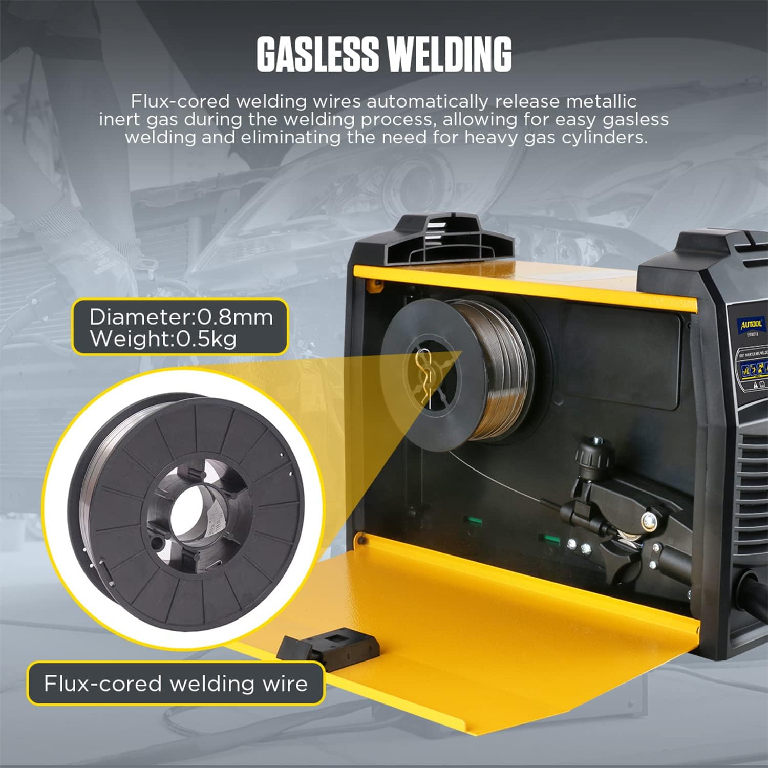 Welder Machine，Arc IGBT Welding Machine Kit 110V, Gasless Inverter MIG Welder with 30-90A, Automatic Feed Flux Core Wire Portable Welding Machine for 3 Years Warranty