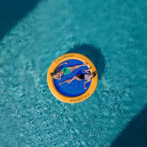 Round Floating Ring Inflatable Water Hammock Heavy Duty River Floats Lake Raft for Adults Tanning Pool Lounger Float Island Platform Pad Mat for Party