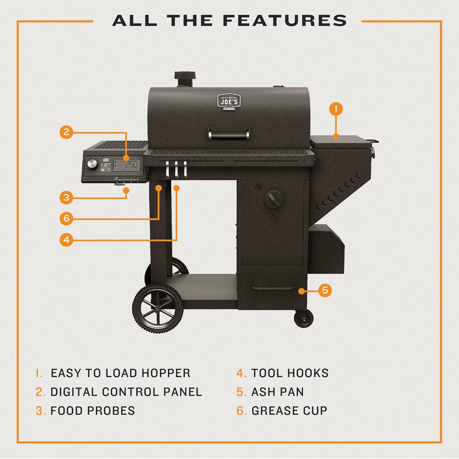 OKLAHOMA JOE'S® Tahoma™ Auto-Feed Charcoal 900 Smoker and Grill, Black Steel, 24203104
