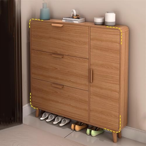 Shoe Racks/Shoe Shelf Organizer Shoe Cabinet, Wood Shoe Storage Cabinet with 3 Flip Drawers, Modern Slim Wooden Shoe Organizer Rack for Entryway Living Room Bedroom Shoe Rack for Entryway(50x18x120CM)