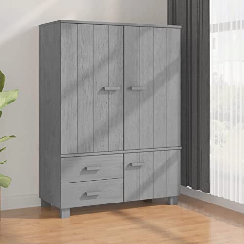 Wardrobe Dark Gray 39"x17.7"x53.9" Solid Wood Pine,Showcase Elegance and Functionality with Our Premium Wooden Wardrobe Armoires & Wardrobes, Bedroom Cabinets & Storage