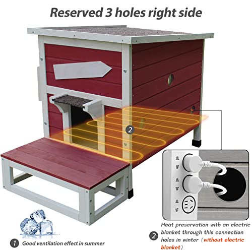 Rockever Outdoor Cat House, Large Outdoor Houses for Feral Cats Wooden Outside Cat Shelter Weatherproof with Escape Door