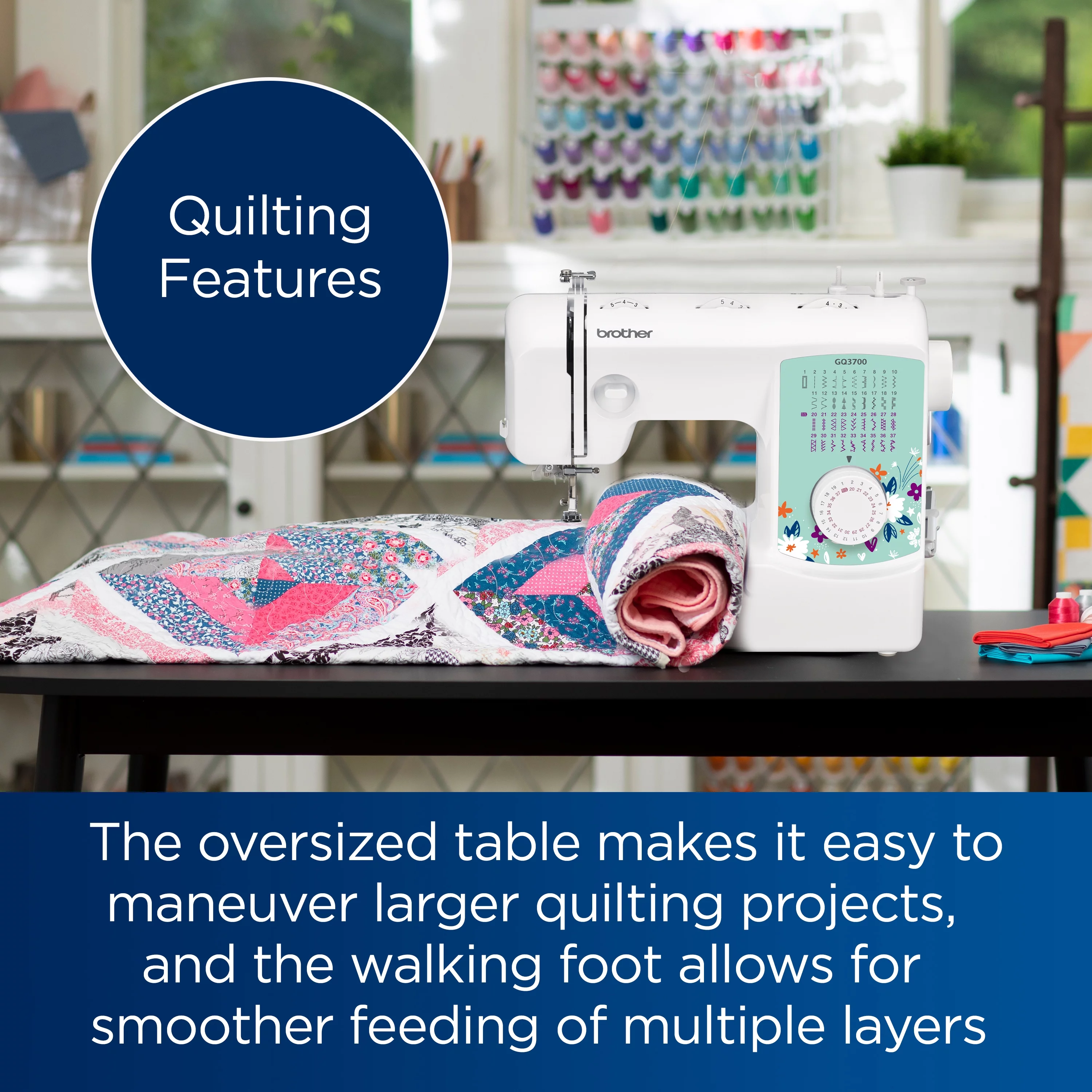Brother GQ3700 Sewing & Quilting Machine with Built-in Stitches & Wide Table