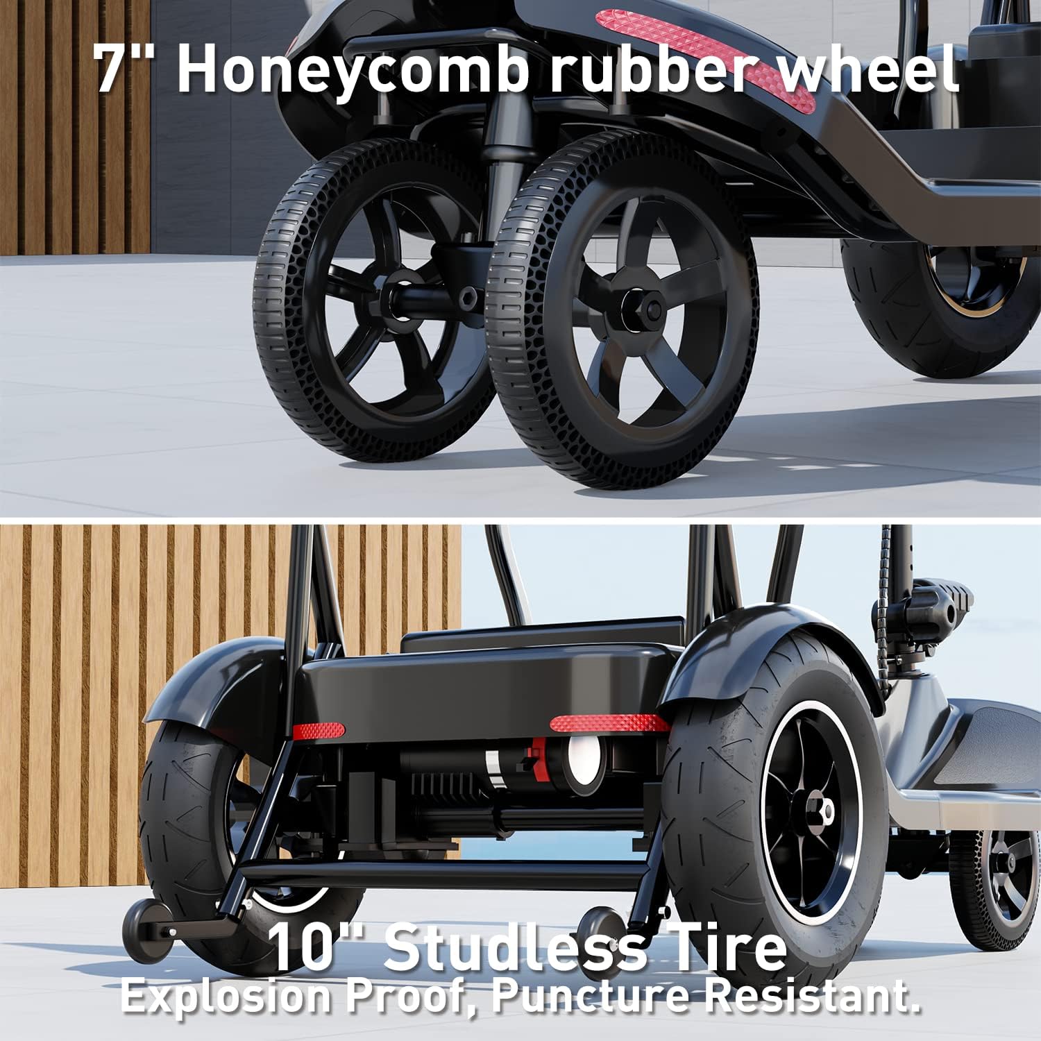 Mobility Scooter for Seniors, 3-Speed Electric Mobile Wheelchair, 4 Wheels Foldable Lightweight Electric Scooter for City Commutes, Tomofree DB008 Black