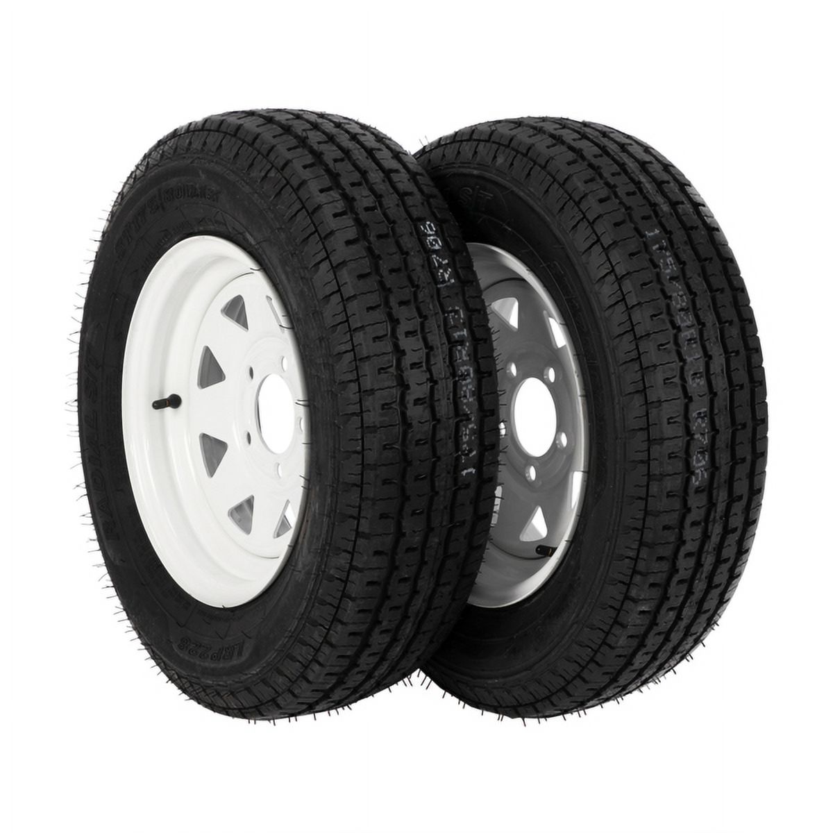 2-Pk Trailer Tire & Rim ST175/80R13 13" Load C 5 Lug White Spoke