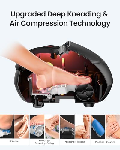 RENPHO Foot Massager Machine with Heat, Shiatsu Deep Kneading Foot Massager, Foot Care, Electric Foot Massage, Birthday Gifts for Women Men, Fits Feet Up to Men Size 12, Black
