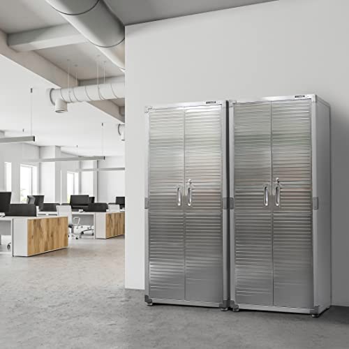 Seville Classics UltraHD Solid Steel Lockable Metal Storage Cabinet Locker Organizer, w/Adjustable Shelves for Garage, Warehouse, Office, Classroom, Granite, 48" W x 24" D x 72" H