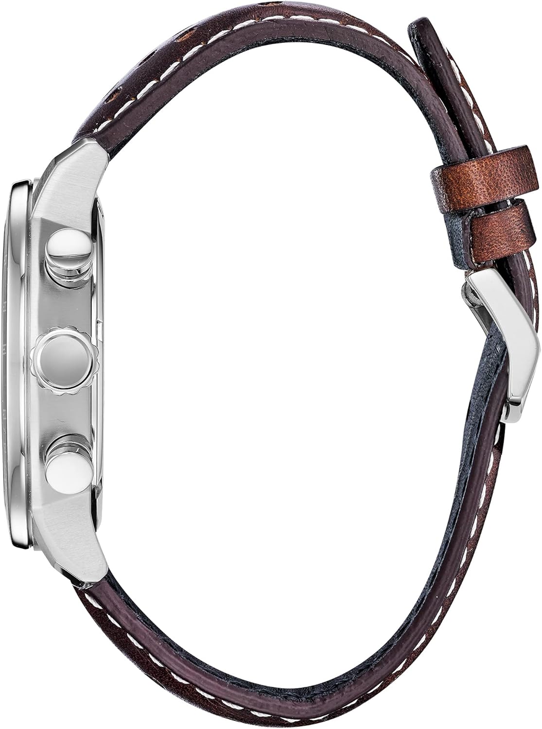 Citizen Men's Eco-Drive Weekender Brycen Chronograph Watch in Stainless Steel, Brown Leather strap, Blue Dial (Model: CA0648-09L)