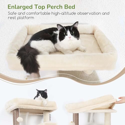 Globlazer Heavy Duty Cat Tree, 70 inch Sturdy Cat Tree for Indoor Cats Extra Large Cat Tower with Scratching Post, Hammock, Cat Condo for Adult Cats Kittens, F70 Pro, Light Grey