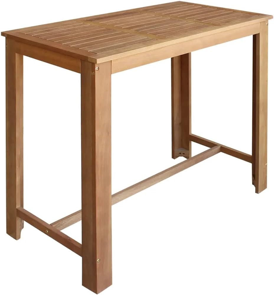 vidaXL 7 Piece Solid Acacia Wood Bar Table and Chair Set Bar Tables and Stool Counter Stool Bar Dining Sets Dining Table and Stools