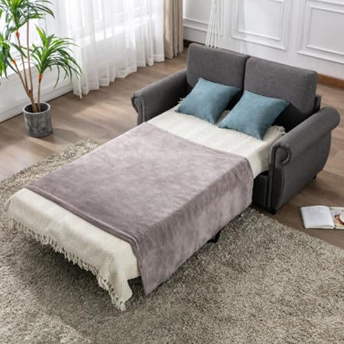 Pull Out Sofa Bed Couch,Convertible Sleeper Sofa,Loveseat Sleeper with Twin Size Memory Mattress,2-in-1 Sleeper Sofa Bed,for Living Room Spaces Small Spaces,Gray