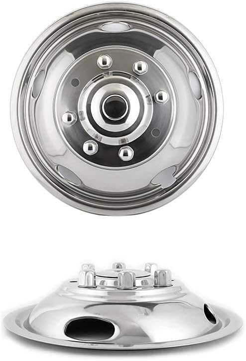 Deebior 4pcs 17inch Polished Stainless Steel Dually Wheel Simulators, Nice looking and Durable Bolt On Wheel Cover, 8 Lug 4 Hand Hole Hubcaps Fit for 2005-2021 Ford F350 with Installation Tool Kit A8P