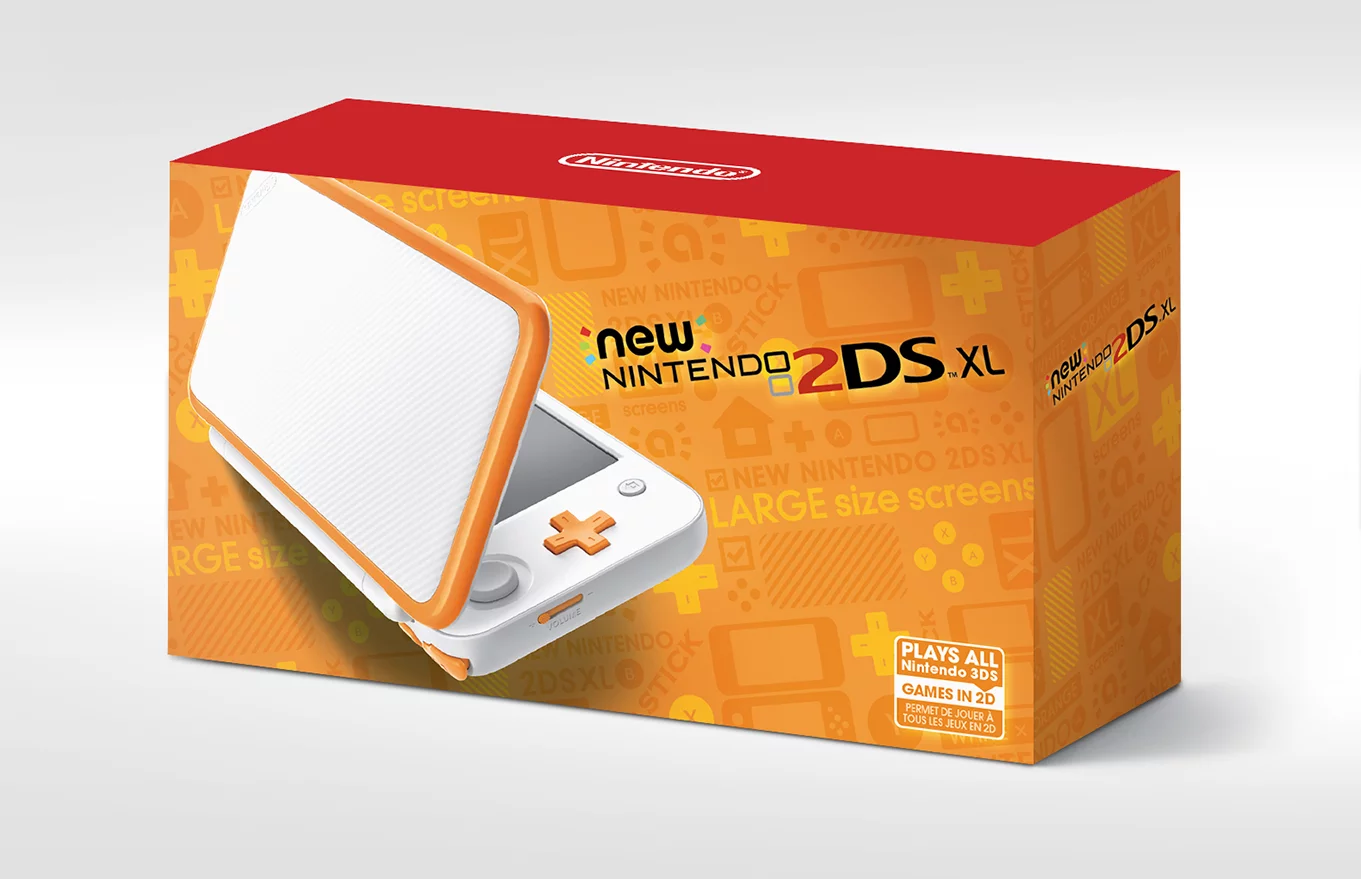 New Nintendo 2DS XL Portable Gaming Console, White & Orange