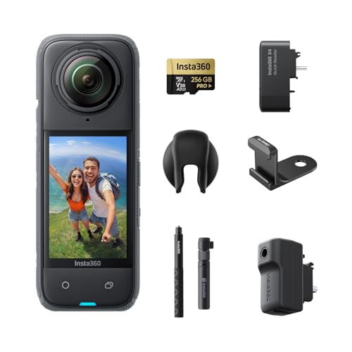 Insta360 X4 Motorcycle Bundle- 8K Waterproof 360 Action Camera, 4K Wide-Angle Video, Invisible Selfie Stick, Removable Lens Guards, 135 Min Battery Life, AI Editing, Stabilization, No Micro SD Card